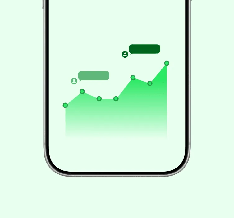 A phone showing a rising review trend