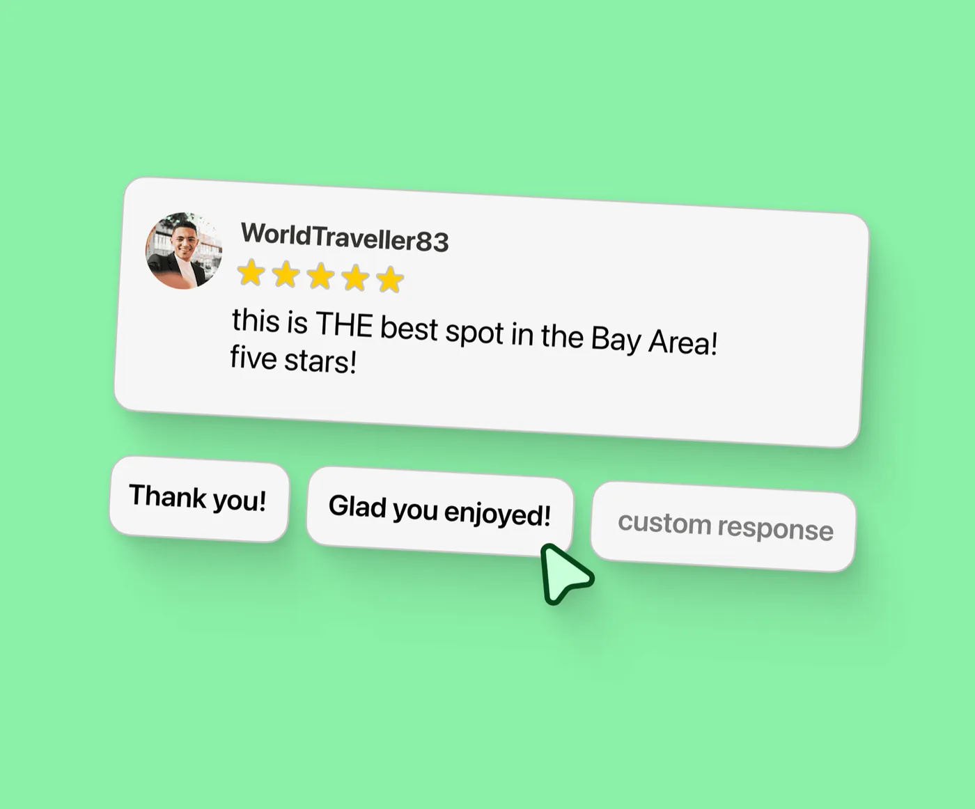 A customer review with a reply from the business